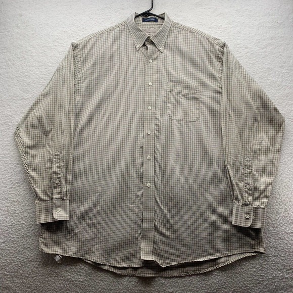 M. Dumas & Sons Charleston SC Mens Store Button Up Shirt XL X-Large Beige Plaid - Picture 1 of 11